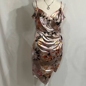 Peyton Satin Floral Asymmetric Mini Dress
